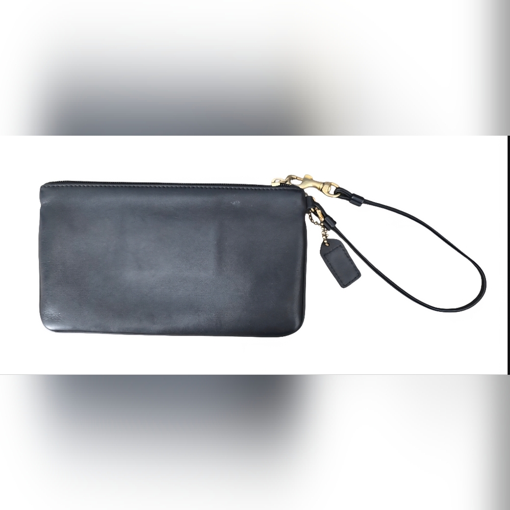 Vintage Coach Front Flap Turnlock Leather Wristlet Wallet in black EUC 7 × 4 - Picture 4 of 9